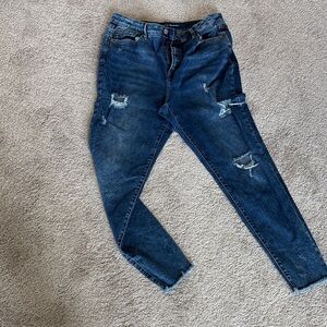 INC International Concepts Dark Blue Distressed Skinny Jeans